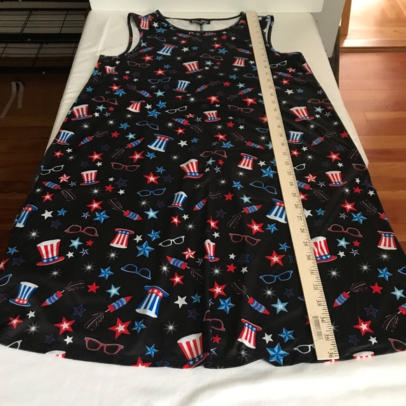 Midi Swing Dress 4th of July Patriotic Red White and Blue Fireworks Size Medium - Picture 13 of 16